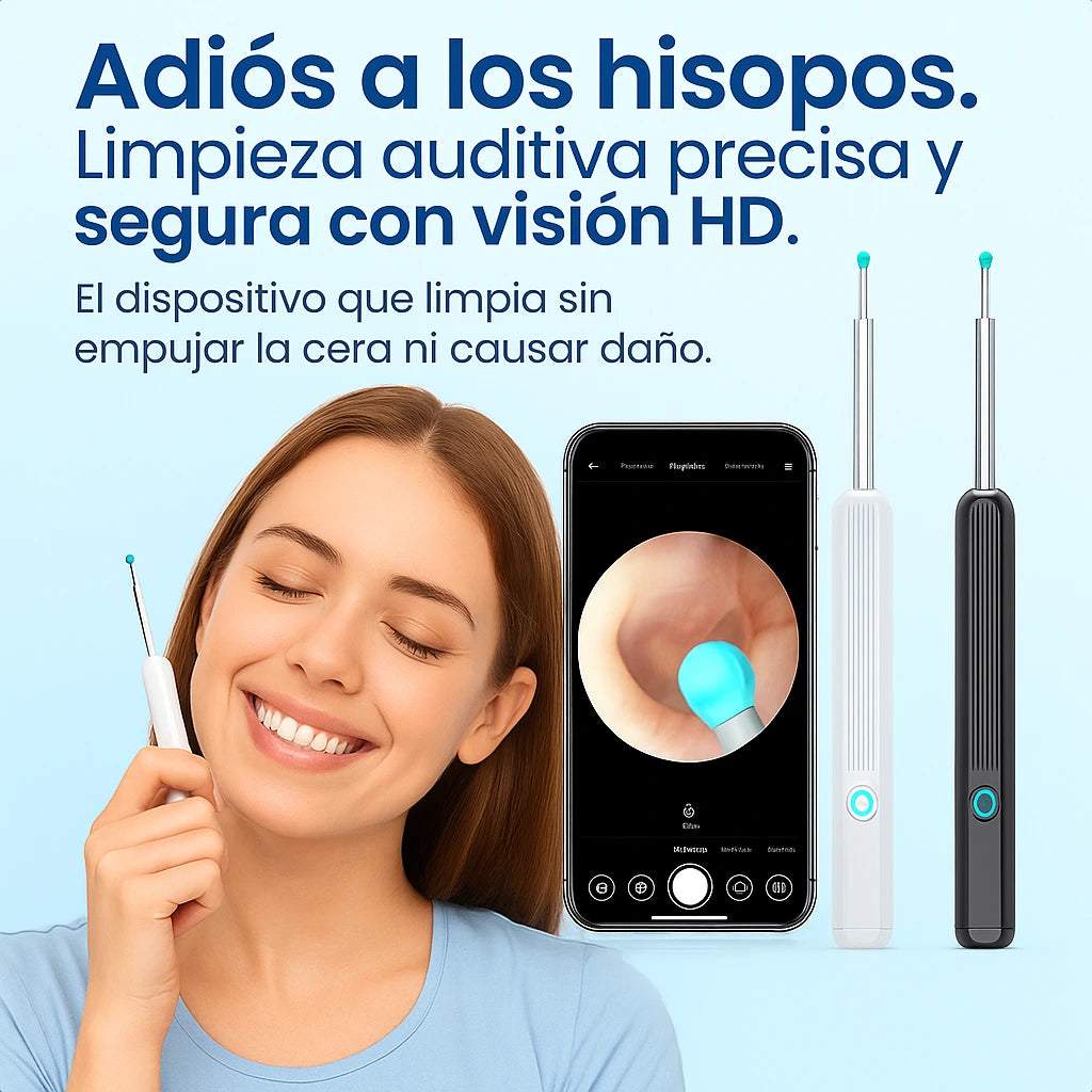 Limpiador de oídos con cámara -Dile adiós a los oídos tapados: limpia con visión HD y precisión total
